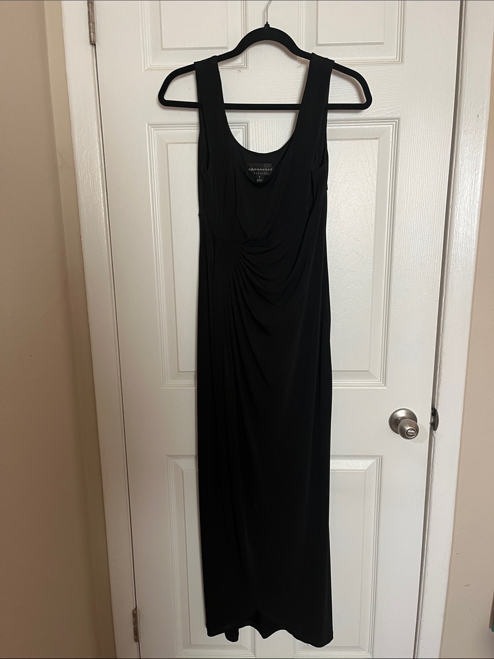 connected apparel Black Sleeveless Draped Maxi Dress